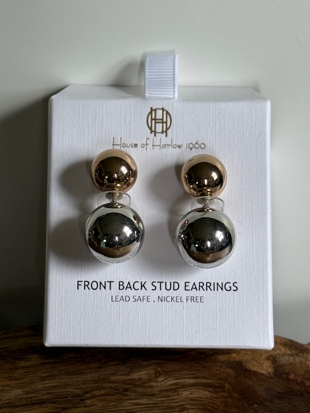 House of Harlow 1960 Two-Tone Front Back Stud Earrings